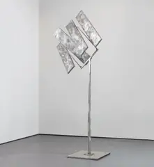 Four Rectangles Oblique II by George Rickey, 1972-74, stainless steel, in 2 parts, sold Nov 2018