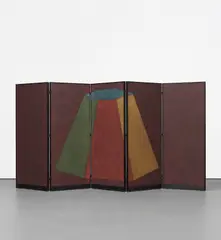 Folding Screen: B-7 Asymmetrical Pyramid by Sol LeWitt, 1987-1988, ink wash on panel, in 5 parts, double sided, offered Nov 2018