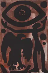 Eagle and figure by A. R. Penck, 1980, acrylic on linen, sold Nov 2018
