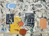 David Salle, Nadar's Grey, 1990, acrylic and oil on canvas, with two inserted panels