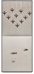 Airplanes / Parachutes by John Baldessari, 1988, two black-and-white photographs, sold Nov 2018
