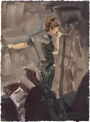Julian (Grey) by Elizabeth Peyton, 2004, monotype on handmade paper, sold Nov 2018