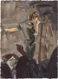 Julian (Grey) by Elizabeth Peyton, 2004, monotype on handmade paper, sold Nov 2018