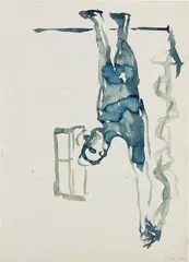 Georg Baselitz, Mann mit gestrecktem Arm, 1980, watercolor and pencil on paper, double sided