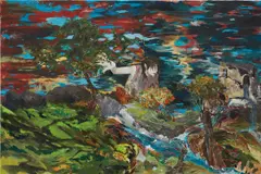 The Giant (Caved Wellars) by Hernan Bas, 2005, oil on panel, sold Nov 2018