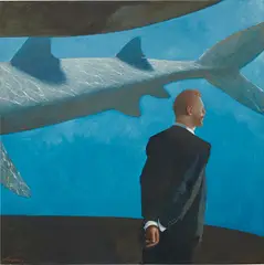 Julio Larraz, His Last Dream, 29 July, 2007, oil on canvas