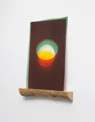 Tidal pool star by Ólafur Elíasson, 2018, colored glacial-rock-flour glass (light green), colored glass (red, yellow) and driftwood, in 4 parts, sold Sep 2018
