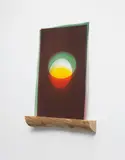 Tidal pool star by Ólafur Elíasson, 2018, colored glacial-rock-flour glass (light green), colored glass (red, yellow) and driftwood, in 4 parts, sold Sep 2018