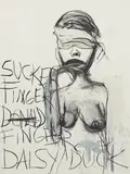 Paul McCarthy, SUCKER FINGER FINGER DAISY DUCK, 2018, charcoal and glue on paper