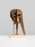 Thomas Houseago, Brass Neck I, 2018, bronze, raw patina and wood