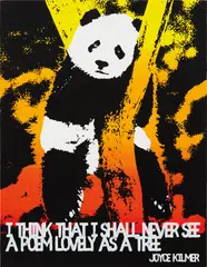 Rob Pruitt, Motivational Panda (Joyce Kilmer), 2017, acrylic and silkscreen ink on linen