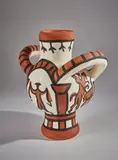 Large corrida bird (Gros oiseau corrida) by Pablo Picasso, 1953, Monumental white earthenware turned vase, with decorations in engobes and paraffin, painted in black and white with part, sold Apr 2018