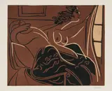 Femme regardant par la fenêtre (Woman Looking out the Window) by Pablo Picasso, 1960, Linocut in colors, on Arches paper, with full margins, sold Apr 2018