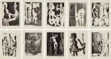 Pablo Picasso, Sable mouvant (Quicksand), 1966, The complete deluxe suite of 10 etching and aquatints, on Auvergne paper watermarked Picasso, with full margins, loose (as issued), title page and justification, all contained in the original linen-covered portfolio with slipcase