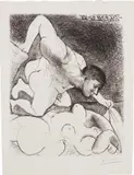 Pablo Picasso, Homme dévoilant une femme (Man Unveiling a Woman), plate 5 from La Suite Vollard, 1931, Etching, on Montval paper watermarked Picasso, with full margins