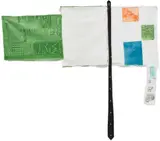 Room Service, from Airport Suite by Robert Rauschenberg, 1974, Relief, intaglio and collage in colors, on white cotton and green muslin, machine buttonholed for mounting, sold Apr 2018