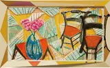Walking Past Two Chairs, from Moving Focus Series by David Hockney, 1984-86, Lithograph and screenprint in colors, on TGL handmade paper and Plexiglas respectively, contained in the original frame , sold Apr 2018