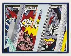 Roy Lichtenstein, Reflections on Crash, from Reflections Series, 1990, Lithograph, screenprint, relief and metallized PVC collage with embossing in colors, on Somerset paper, with full margins