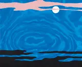 Roy Lichtenstein, Moonscape, from 11 Pop Artists, Volume I, 1965, Screenprint in colors, on blue Rowlux, the full sheet,