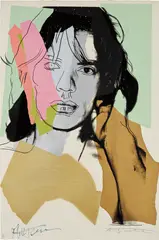 Mick Jagger by Andy Warhol, 1975, Screenprint in colors, on Arches Aquarelle paper, the full sheet,, sold Apr 2018
