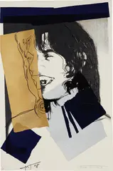 Mick Jagger by Andy Warhol, 1975, Screenprint in colors, on Arches Acquarelle paper, the full sheet, sold Apr 2018