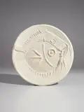 Big fish (Grand poisson) by Pablo Picasso, 1956, White earthenware round dish; ceramic, Madoura edition, sold Apr 2018
