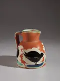 Pitcher with birds (Pichet au oiseaux) by Pablo Picasso, 1962, White earthenware pitcher, painted in colors with brushed glaze; ceramic, Madoura edition, sold Apr 2018
