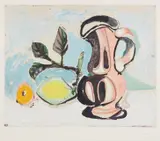 Pablo Picasso, Nature morte au citron et pichet rouge (Still Life with Lemon and Red Pitcher), circa 1960, Aquatint in colours, on BFK Rives paper, with full margins