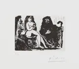 Pablo Picasso, Visiteur au nez bourbonien chez la Célestine (Visitor with a Bourbon Nose at Célestine's), plate 151 from 347 Series, 1968, Aquatint, on Rives paper, with full margins
