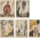 Marc Chagall, David's Victory Over Goliath; The Offering of Elijah; Moses Dies in Sight of Promised Land (Death of Moses); The Judgement of Solomon; and La Vidion de Elie, from La Bible series