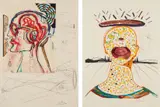 Spectacles with Holograms and Computers...; and Cyclopean Make-Up, from Imaginations and Objects of the Future by Salvador Dalí, 1975-76, Two lithographs with etching in colors, one with collage, on Arches paper, with full margins, sold Apr 2018