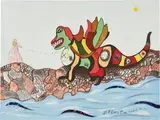 Niki de Saint Phalle, Strength Card No. 11, from Tarot Cards, 1998, Lithograph in colors with glitter stickers on wove paper