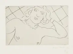 Henri Matisse, Torse, fond à losanges (Torso, on Diamond Background), 1929, Drypoint, with chine-collé to Arches paper, with full margins