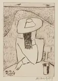 Milton Avery, March at a Table (March on Terrace), from Laurels Portfolio, No. 4, 1948, Drypoint, on wove paper, with full margins