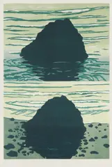 Richard Bosman, High Tide/Low Tide, 1990, Woodcut in colors, on wove paper, with full margins