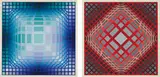 Victor Vasarely, vy-47-E; and vy-47-H, from Gaia portfolio, 1975, Two screenprints in colors, on wove paper, with full margins