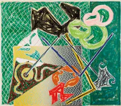 Shards V by Frank Stella, 1982, Offset lithograph and screenprint in colors, on Arches Cover paper, the full sheet, sold Apr 2018