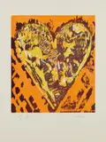 Heart for Film Forum by Jim Dine, 1993, Woodcut in colors, on Mohawk Superfine Cover paper, with full margins, sold Apr 2018