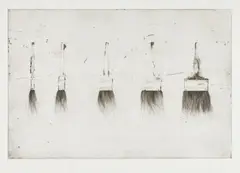 Five Paintbrushes (first state) by Jim Dine, 1972, Etching, on Hodgkinson handmade paper, with full margins, sold Apr 2018