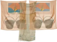Plus Fours, from Hoarfrost Editions by Robert Rauschenberg, 1974, Offset lithograph and screenprint in colors, on silk satin and silk chiffon, with machine-stitching for mounting, offered Apr 2018