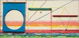 James Rosenquist, Mirage Morning, 1974, Lithograph in colors with three modified and painted window shades (attached to a Plexiglas face, as issued), on Arches Cover paper, the full sheet