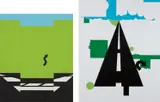 Allan D'Arcangelo, Landscape I, from 11 Pop Artists, Volume I; and Landscape II, from 11 Pop Artists, Volume II, 1965-66, Two screenprints in colors, on wove paper and Plexiglas, the full sheets