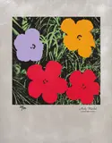 Flowers: Master American Contemporaries by Andy Warhol, 1994, Screenprint in colors, on etched aluminum sheet, with full margins, folded at the upper and lower sheet edges (as issued, sold Apr 2018