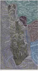 Paula Scher, Manhattan at Night, 2008, Screenprint in colors, on Deluxe Lana Quarelle paper, with full margins
