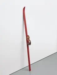 Red Friar (Sci Ribelle) by Salvatore Scarpitta, 1990, Painted fiberglass ski, wood, leather, and galvanized metal, offered Apr 2018