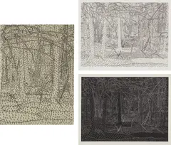 Alan Turner, Black Landscape/White Landscape; Black Landscape/White Landscape; and Numerical Landscape, 1978; and 1979, Two etchings and aquatint and one lithograph, on Arches paper, with full margins and the full sheet