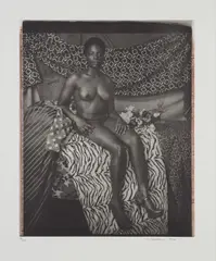 Portrait of Marie Sitting in Black and White by Mickalene Thomas, 2012, Photogravure, on chine collé to wove paper, with full margins, sold Apr 2018