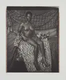 Mickalene Thomas, Portrait of Marie Sitting in Black and White, 2012, Photogravure, on chine collé to wove paper, with full margins