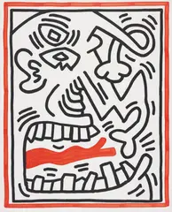 Untitled, from Three Lithographs by Keith Haring, 1985, Lithograph in colors, on Rives BFK paper, with full margins, sold Apr 2018
