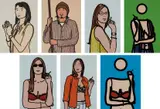 Julian Opie, Twenty Six Portraits, 2006, The complete book of 26 prints in colors, including five screenprints tipped-in and five Lambda prints, and 16 lithographs, bound (as issued), on wove paper, the full sheets, with text by the artist, bound in the original cloth cover, contained in the original navy silk-covered slipcase